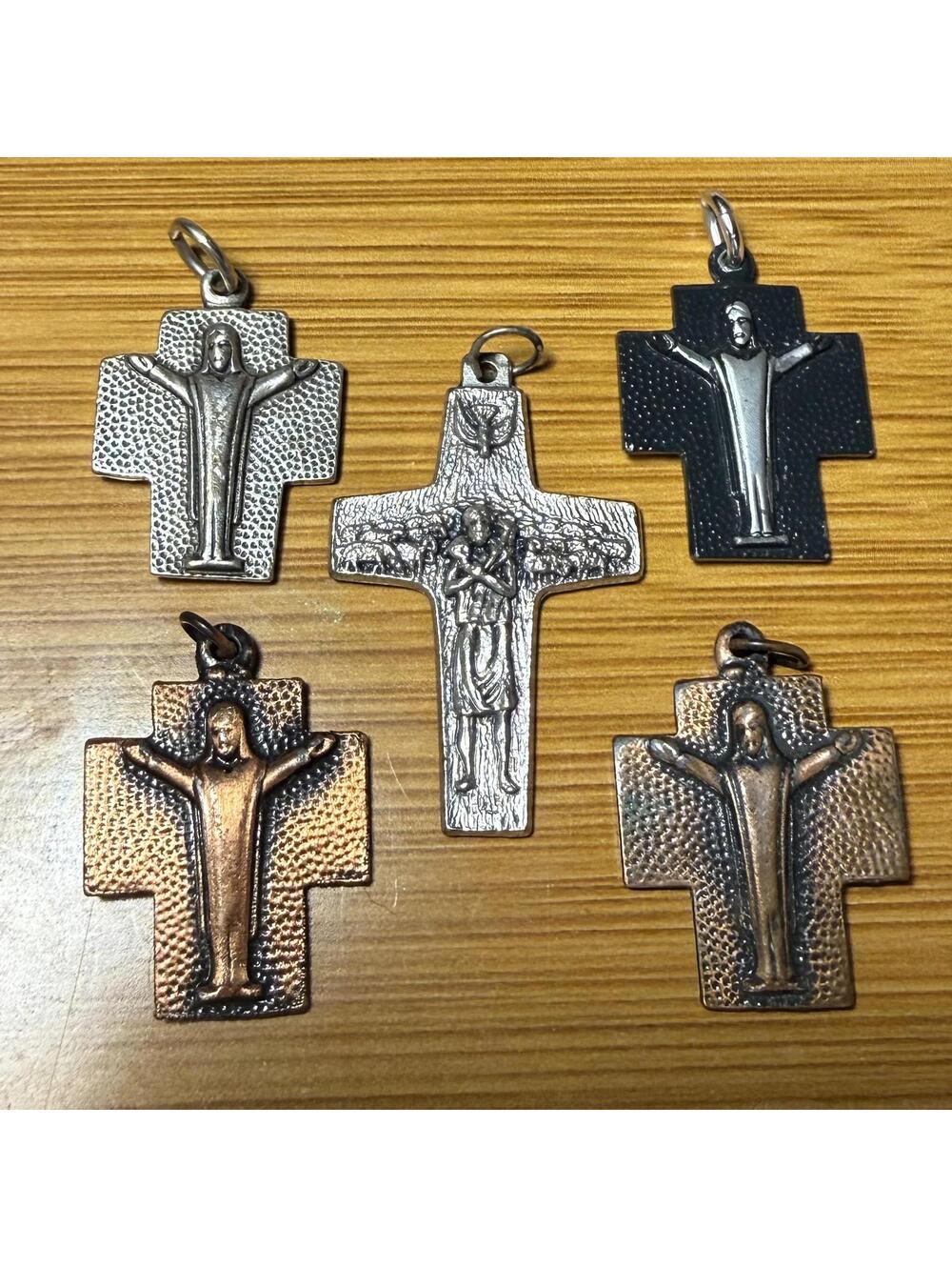 Vintage Cross Pendant Lot – 5 Pcs European made- Risen Christ, VEDELE, etc